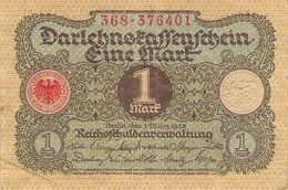 1 Mark 1920 Deutsche Reichsbanknote AU/EF (II)  Darlehenskassenschein - 1 Mark