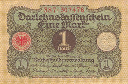 1 Mark 1920 Deutsche Reichsbanknote AU/EF (II)  Darlehenskassenschein - 1 Mark