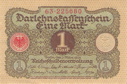 1 Mark 1920 Deutsche Reichsbanknote AU/EF (II)  Darlehenskassenschein - 1 Mark