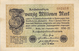 20 Mio Mark Reichsbanknote VF/F (III) - 20 Millionen Mark