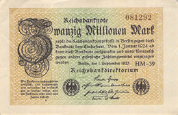 20 Mio Mark Reichsbanknote VF/F (III) - 20 Miljoen Mark