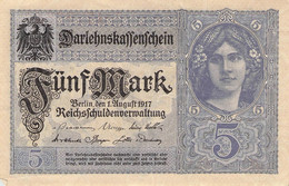 5 Mark 1917 Reichsbanknote AU/EF (II) Darlehenskassenschein - 5 Mark
