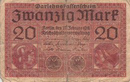 20 Mark 1918 Reichsbanknote IV/G (IV) Darlehenskassenschein - 20 Mark