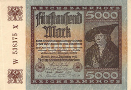 5.000 Mark 1922 Deutsche Reichsbanknote AU/EF (II) - 5000 Mark