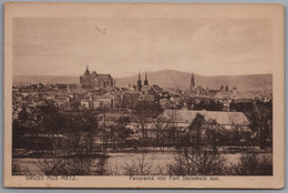 Metz - S/w Panorama Von Fort Steinmetz Aus 1   Mit Zensurstempel Geprüft Und Zu Befördern - Lothringen