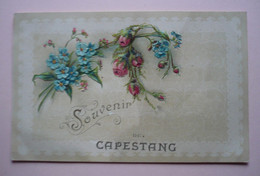 34 - SOUVENIR DE CAPESTANG -  SUPERBE CARTE GAUFREE MYOSOTIS ET ROSES - Capestang