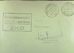 Fern-Brief Mit ZKD-Kastenstpl. "Konsumgenossenschaft 8103 Ottendorf-Okrilla" 20.10.62 An GHG Textilwaren Dresden-Land - Storia Postale