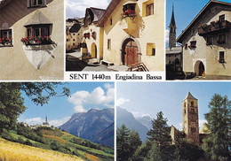 2735 - Schweiz - Graubünden , Sent Mit Piz Lad , Engiadina Bassa , Mehrbildkarte - Gelaufen 1988 - Sent