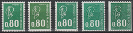 1891/1893/1894/ Tous **  80c Vert MARIANNE De BEQUET - Voir Détail - 1971-76 Marianne (Béquet)