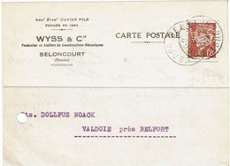 CTN64 LEFR -  PERFIN WYSS SUR PETAIN 1f20 SELONCOURT / VALDOIE SEPTEMBRE 1942 - Perforés