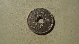 MONNAIE FRANCE 5 CENTIMES 1937 LINDAUER - 5 Centimes