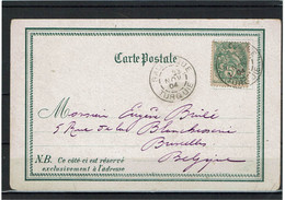 CTN64 LEFR -  LEVANT BLANC 5c SUR CPA SALONIQUE / BRUXELLES 23/11/1904 - Cartas & Documentos