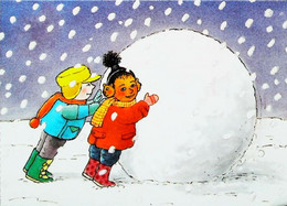 ►  Illustration  Plaisirs Hiver    Enfant Boule De Neige - Spielzeug & Spiele