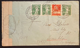 Lettre Suisse N°136 X3 & 138 Obl De Lausanne Pour Un Soldat De L'Armée Belge En Campagne + Censure Française 413 RR - Armada Belga