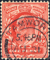 GB SG219 KEVII 1d Scarlet Used "TAMWORTH" (Staffs) 1905 Double Circle CDS - Oblitérés