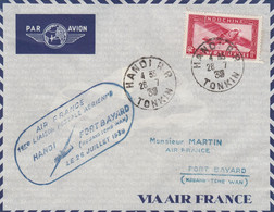 LETTRE. 26 7 39. AIR FRANCE. 1° LIAISON HANOI FORT-BAYARD (KOU-OUANG-TCHE-WAN CHINA) - Brieven En Documenten