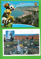 06 - NICE . " LA PLACE MASSÉNA ET LA FONTAINE " & " SOUVENIR DE NICE " . 2 CPM - Réf. N° 28090 - - Lotes Y Colecciones