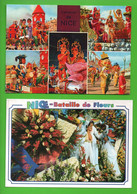 06 - NICE . " BATAILLE DE FLEURS " & " CARNAVAL " . MULTI-VUES . 2 CPM - Réf. N° 28094 - - Lots, Séries, Collections