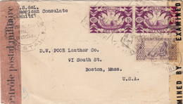 COVER OCEANIE. 11 1 44. AMERICAN CONSULTE TAHITI. DAGUIN VISITEZ TAHITI. TO BOSTON USA. DOBBLE CENSOR - Lettres & Documents