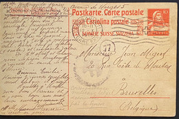 Entier Suisse Correspondance Militaire Belge De Lausanne Pour Bruxelles Probable "Smokkelpost" + Censure Allemande RR - Army: Belgium