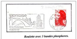 2F20 LIBERTE Roulette Sur Lettre Avec 3 Bandes Phospho De Pontoise Val D'oise - Rollo De Sellos