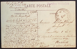 Carte Postale Armée Belge En France  Pour Un Sergent à L'hopital, Griffe : Service Militaire Et Dateur Postes Militaires - Armada Belga