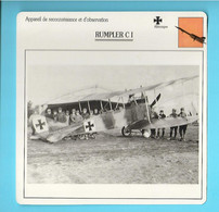 FICHE AVION---appareil De Reconnaissance Et D'observation --ALLEMAGNE--RUMPLER C I---voir 2 Scans - Vliegtuigen