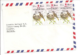 Hong Kong $1,30 Bird-The Chinese Bulbul. Kowloon-Strip Of 3 Stamps - Brieven En Documenten