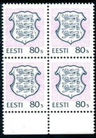 ESTONIA 1995 Arms Definitive 80 S. Perforated 13:13¼ Block Of 4 MNH / **.  Michel 268D - Estland