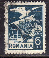 ROMANIA  ROMANA 1929 OFFICIAL STAMPS SERVICE SERVIZIO EAGLE CARRYING NATIONA EMBLEM 6L USATO USED OBLITERE' - Officials