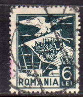 ROMANIA  ROMANA 1929 OFFICIAL STAMPS SERVICE SERVIZIO EAGLE CARRYING NATIONA EMBLEM 6L USATO USED OBLITERE' - Dienstmarken