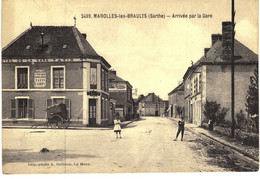 Carte POSTALE  Ancienne  De  MAROLLES Les BRAULTS - Arrivée Par La Gare - Marolles-les-Braults