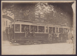 Photo Ancienne Paris Tramway Omnibus Ligne 23 Avenue La Reine Moulineaux Voir Dos - Automobili