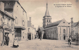 36-SAINT-GAULTIER- L'EGLISE ET LA PLACE - Autres & Non Classés