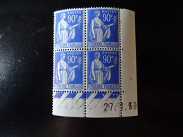 N° 368 Coin Daté En Timbres Neufs 27/01/1939 Type Paix - 1930-1939