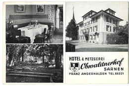 SARNEN: Werbe-AK Hotel & Metzgerei Obwaldnerhof ~1955 - Sarnen