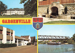 78 Gargenville Carte 4 Vues Chateau Fontaine La Poste PTT Seine  CPM Cachet Gargenville 1986 - Gargenville