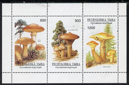 Touva 1997 Mushrooms Perf Sheetlet Containing Complete Set Of 3 Values U/M - Tuva