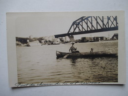 HARRICANA  -  PONT  DE  CHEMIN  DE  FER  SUR ....  CANOE          CARTE  PHOTO      TTB - Québec - Les Rivières