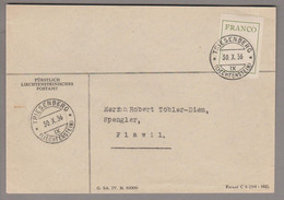 Liechtenstein Franco 1936-10-30 Triesenberg #3 Auf Brief - Taxe