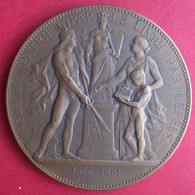 Médaille Ligue Française De L'Enseignement, Education Civique Et Militaire 1966 1881, Par Borrel En 1884 - Professionnels / De Société