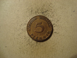 MONNAIE ALLEMAGNE 5 PFENNIG 1950 G - 5 Pfennig