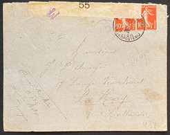 Belgique Lettre Timbre Semeuse N°138 En Paire Obl "Postes Militaires Belgique" Avec Blocage Pour La Haye Censurée TTB - Armada Belga