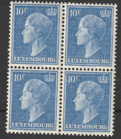 Luxemburg Y/T 413B (**) In Blok Van 4. - 1948-58 Charlotte De Perfíl Izquierdo