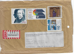 Germany 1992  R-Brief, 4790 Paderborn 1,  Mi.1018,1100,1436,1473. (Nur Umschlagvorderseite) - R- & V- Vignetten