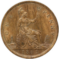 LaZooRo: Great Britain 1 Penny 1862 UNC Doubling, 'goatee', Amazing - D. 1 Penny