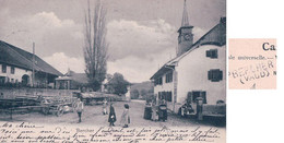 Bercher VD, Café Et Rue Animées Et Attelage, Cachet Linéaire BERCHER VAUD (11.8.1902 - Bercher