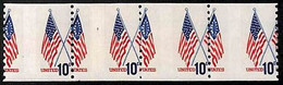 94785c - USA - STAMPS - SC # 1519  MISSPERF Strip Of Four - MNH   Flags - Plaatfouten En Curiosa
