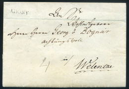 ADONY 1842. Portós Levél, Tartalommal Velencére Küldve, Zirzen Károly  /  1842 Unpaid Letter Cont. To Velence, Károly Zi - ...-1867 Voorfilatelie