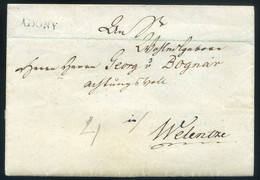 ADONY 1842. Portós Levél, Tartalommal Velencére Küldve, Zirzen Károly  /  1842 Unpaid Letter Cont. To Velence, Károly Zi - ...-1867 Prefilatelia